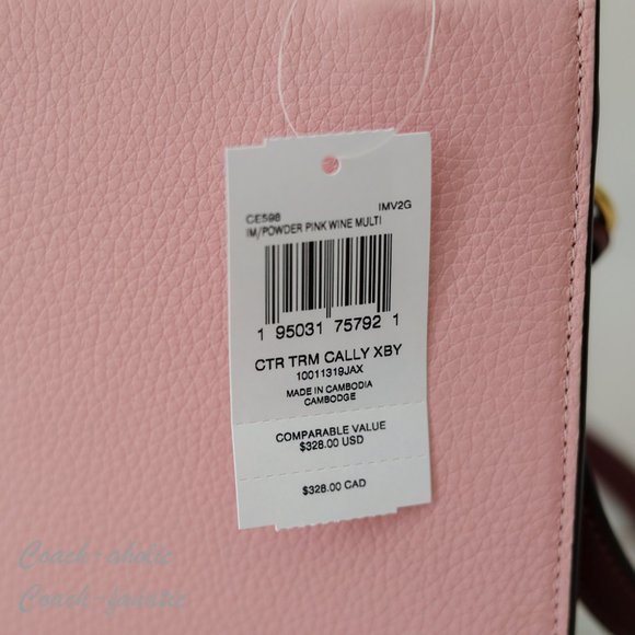 NWT Coach CE598 Mini Cally Leather Crossbody in Powder Pink/Wine - Picture 9 of 10